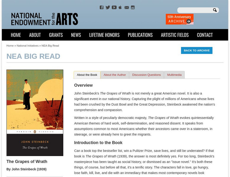 National Endowment for the Arts: The Big Read: The Grapes for Wrath Audio Guide Audio National Endowment for the Arts: The Big Read: The Grapes for Wrath Audio Guide Audio