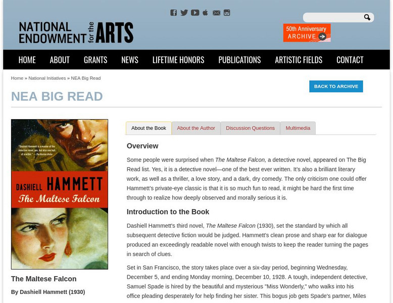 National Endowment for the Arts: The Big Read: The Maltese Falcon Unit Plan National Endowment for the Arts: The Big Read: The Maltese Falcon Unit Plan