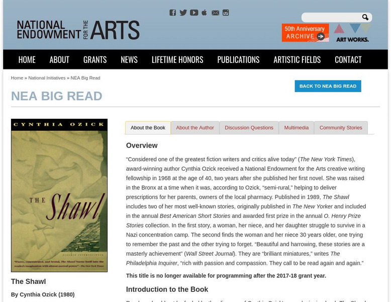 National Endowment for the Arts: The Big Read: Ozick: The Shawl Unit Plan National Endowment for the Arts: The Big Read: Ozick: The Shawl Unit Plan