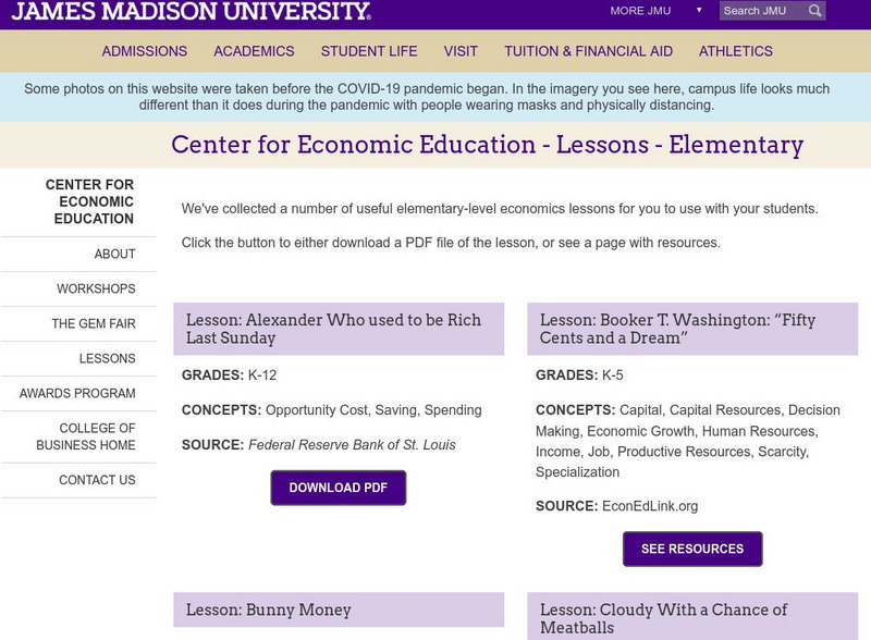 James Madison University: Online Elementary Economics Lessons Lesson Plan James Madison University: Online Elementary Economics Lessons Lesson Plan