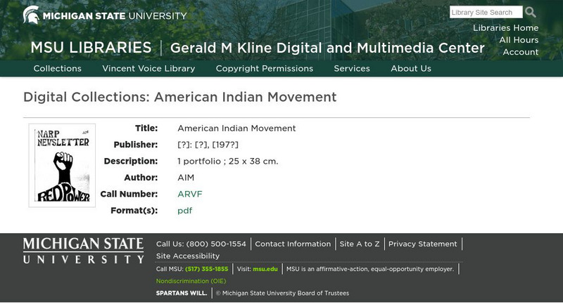 Michigan State University: Msu Libraries: Digital Collections: American Indian Movement Primary Michigan State University: Msu Libraries: Digital Collections: American Indian Movement Primary