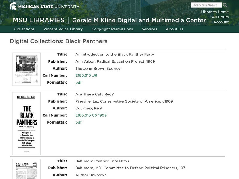 Michigan State University: Msu Libraries: Digital Collections: Black Panthers Primary Michigan State University: Msu Libraries: Digital Collections: Black Panthers Primary