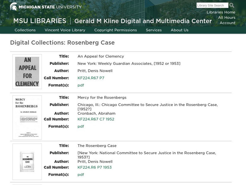 Michigan State University: Msu Libraries: Digital Collections: Rosenberg Case Primary Michigan State University: Msu Libraries: Digital Collections: Rosenberg Case Primary