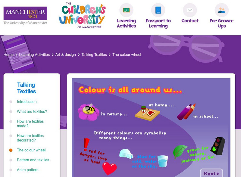 Children's University of Manchester: Talking Textiles: The Color Wheel Interactive