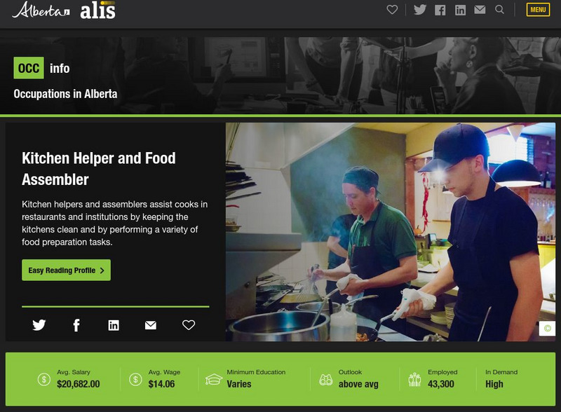 Alberta Learning Information Service: Kitchen Helper and Food Assembler Website