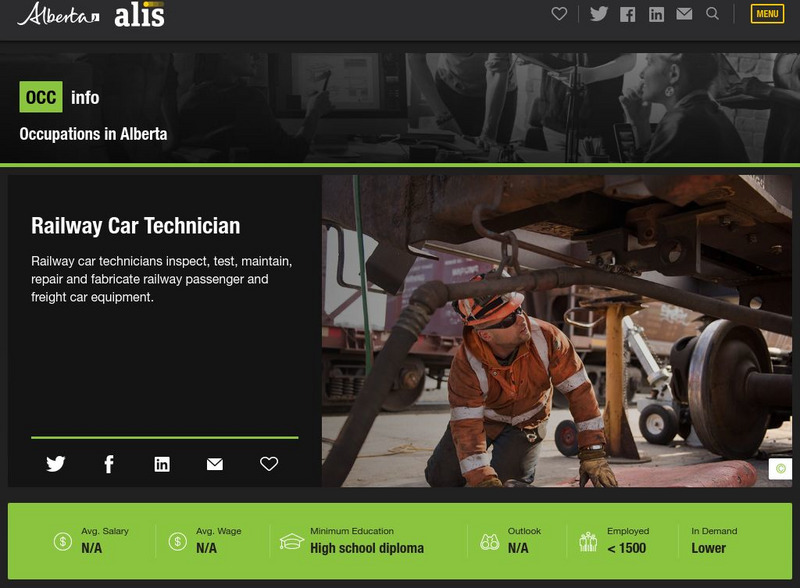 Alberta Learning Information Service: Railway Car Technician Website