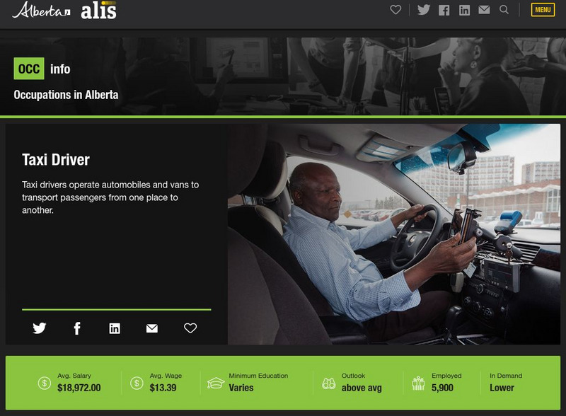 Alberta Learning Information Service: Taxi Driver Website Alberta Learning Information Service: Taxi Driver Website