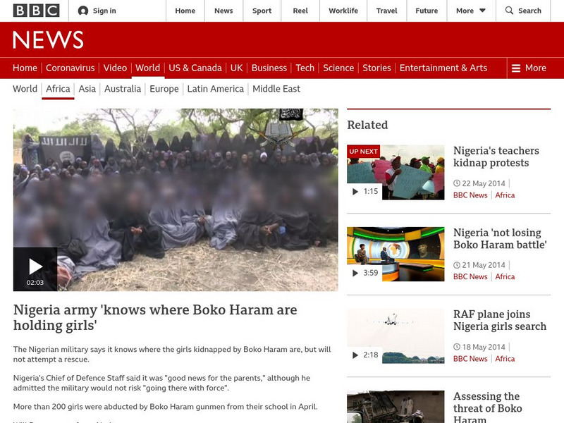 Bbc News: Week of 5 26 14: Army 'Knows Where Boko Haram Are Holding Girls' Article Bbc News: Week of 5 26 14: Army 'Knows Where Boko Haram Are Holding Girls' Article