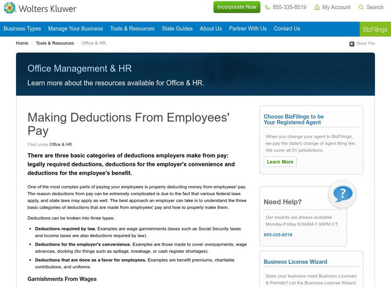Small Business Guide: Payroll Deductions Article