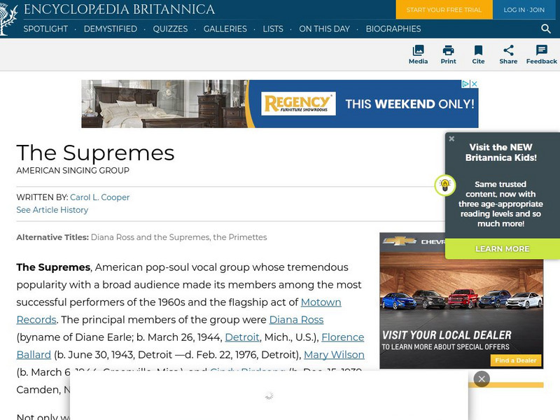 Encyclopedia Britannica: The Supremes Handout Encyclopedia Britannica: The Supremes Handout