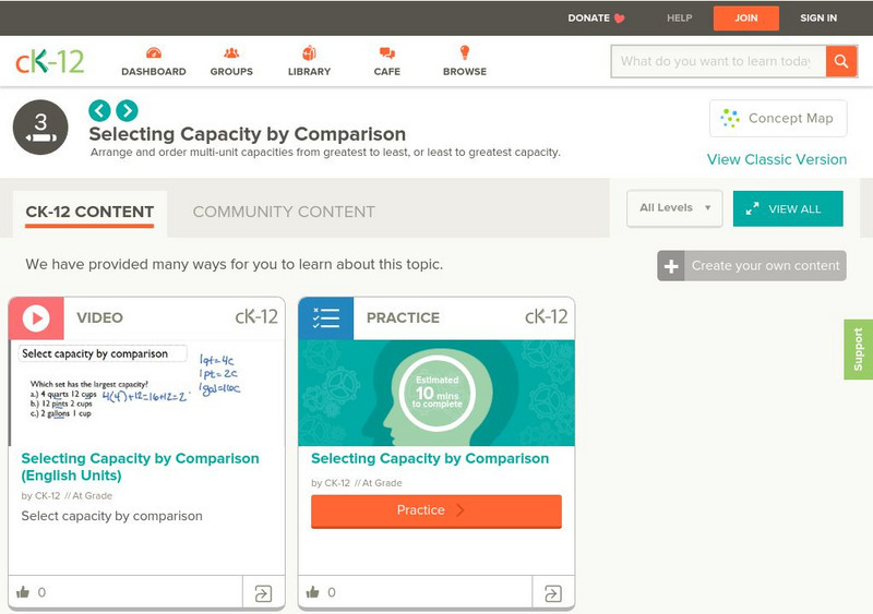 Ck 12: Elem Math: Selecting Capacity by Comparison Unit Plan Ck 12: Elem Math: Selecting Capacity by Comparison Unit Plan