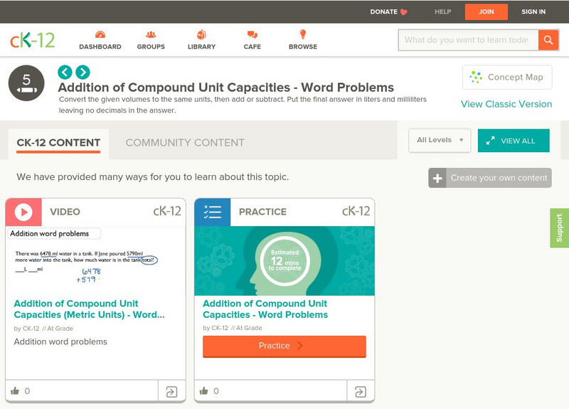 Ck 12: Elem Math: Addition of Compound Unit Capacities Word Problems Unit Plan