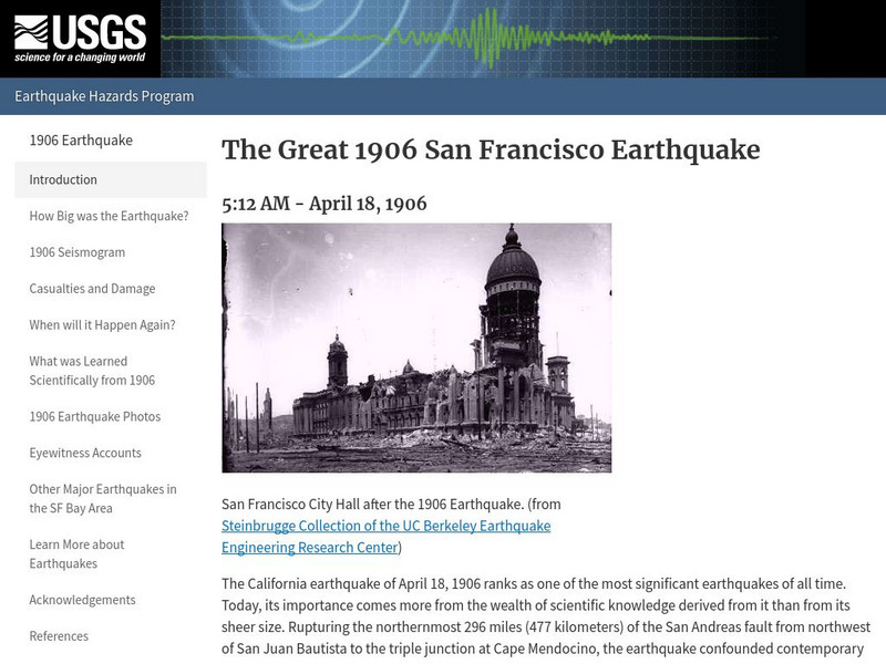 U.s. Geological Survey: The Great 1906 San Francisco Earthquake Website U.s. Geological Survey: The Great 1906 San Francisco Earthquake Website