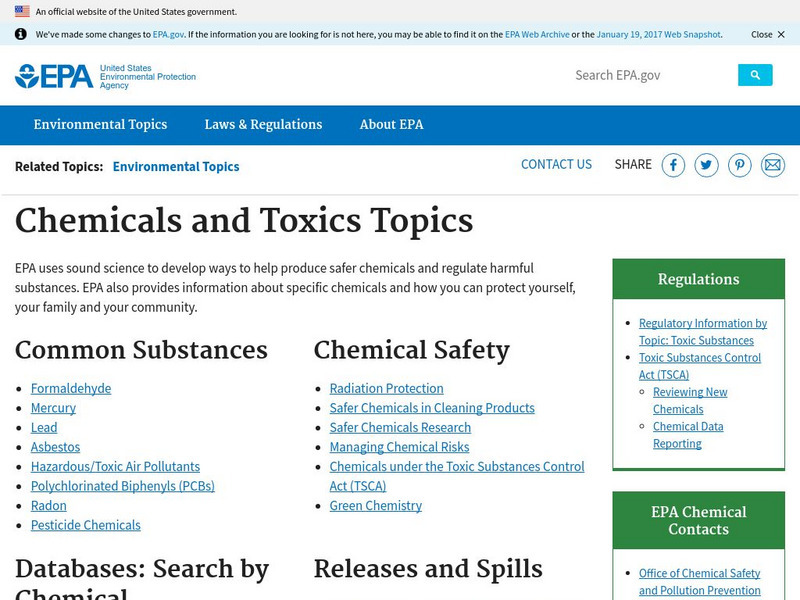 Epa: Learn the Issues: Chemicals & Toxics Website Epa: Learn the Issues: Chemicals & Toxics Website