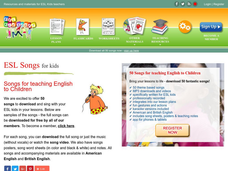 Esl Kid Stuff: Esl Songs Sheets Website Esl Kid Stuff: Esl Songs Sheets Website