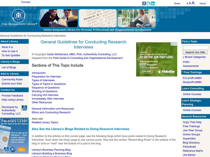 General Guidelines for Conducting Interviews Handout General Guidelines for Conducting Interviews Handout