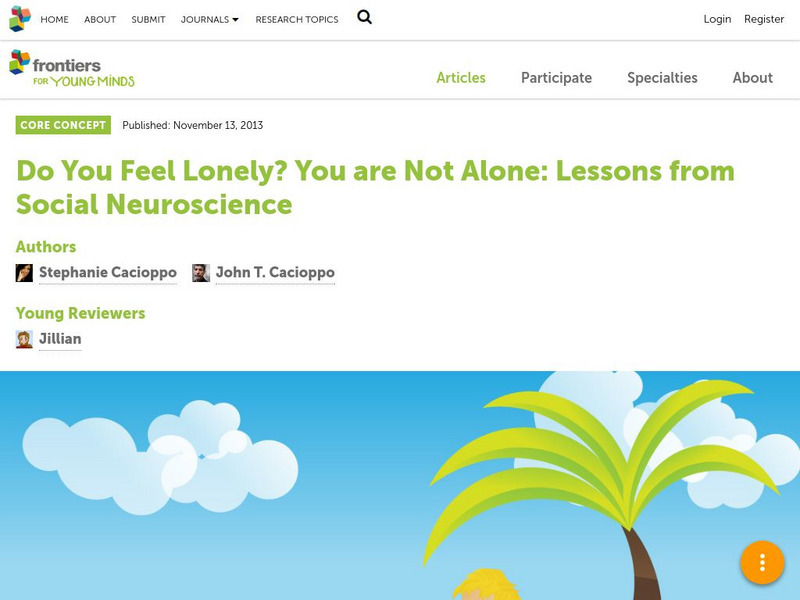 Frontiers: Do You Feel Lonely? Lessons From Social Neuroscience Article Frontiers: Do You Feel Lonely? Lessons From Social Neuroscience Article