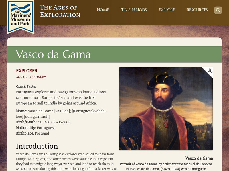 Mariners' Museum: Vasco Da Gama Website Mariners' Museum: Vasco Da Gama Website