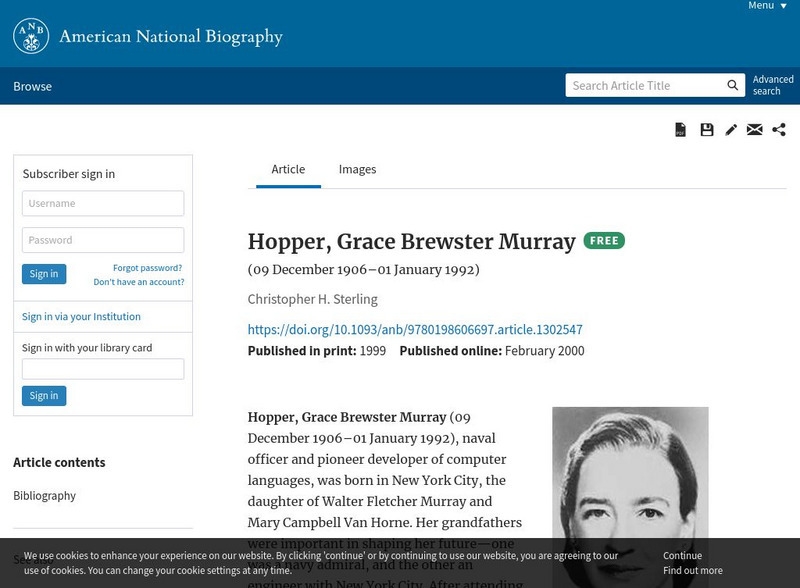 American National Biography: Grace Murray Hopper Handout