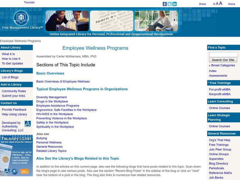 Carter Mc Namara: Employee Wellness Programs Website