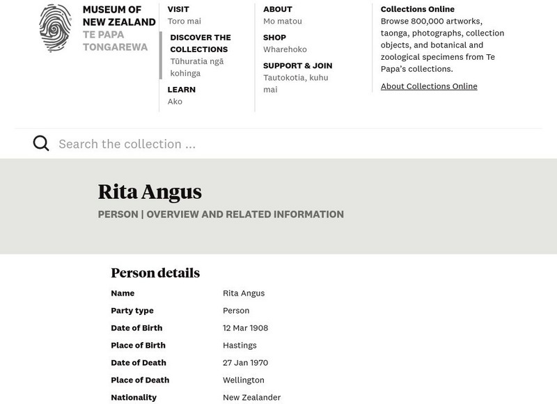 Museum of New Zealand: Rita Angus: Life and Vision Handout