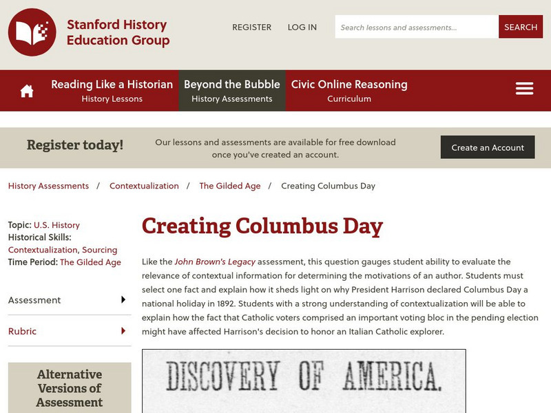 Beyond the Bubble: Creating Columbus Day Unknown Type Beyond the Bubble: Creating Columbus Day Unknown Type