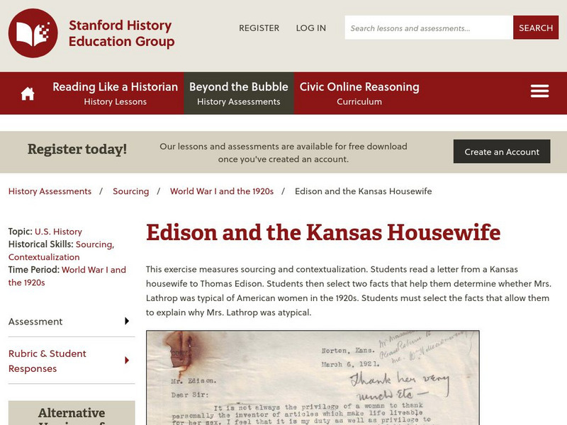 Beyond the Bubble: Edison and the Kansas Housewife Unknown Type Beyond the Bubble: Edison and the Kansas Housewife Unknown Type