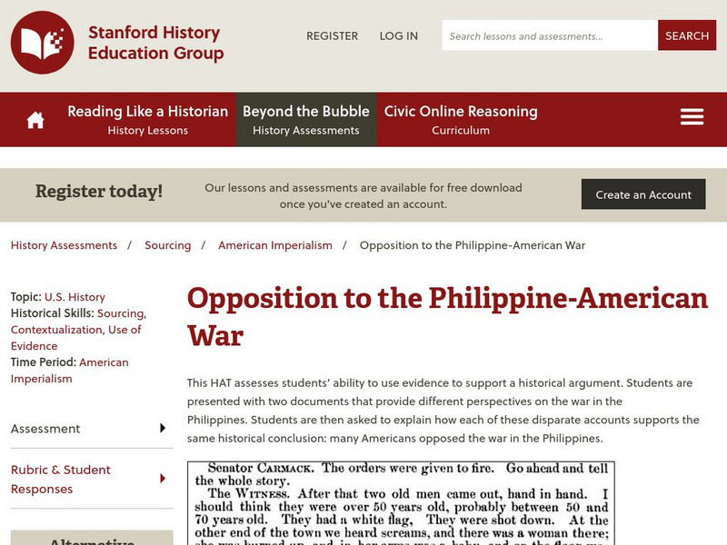Beyond the Bubble: Opposition to the Philippine American War Unknown Type Beyond the Bubble: Opposition to the Philippine American War Unknown Type
