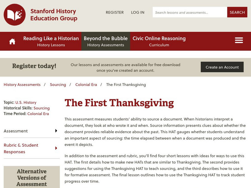 Beyond the Bubble: The First Thanksgiving Unknown Type Beyond the Bubble: The First Thanksgiving Unknown Type