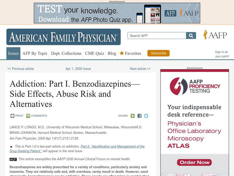 Aafp: Benzodiazepines: Side Effects, Abuse Risk & Alternatives Article Aafp: Benzodiazepines: Side Effects, Abuse Risk & Alternatives Article