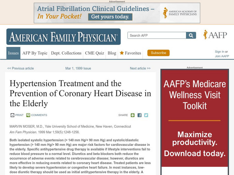 Aafp: Hypertension Treatment and the Prevention of Heart Disease in the Elderly Article Aafp: Hypertension Treatment and the Prevention of Heart Disease in the Elderly Article