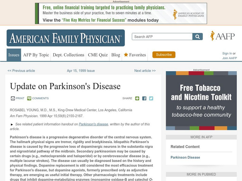 Aafp: Update on Parkinson's Disease Article Aafp: Update on Parkinson's Disease Article