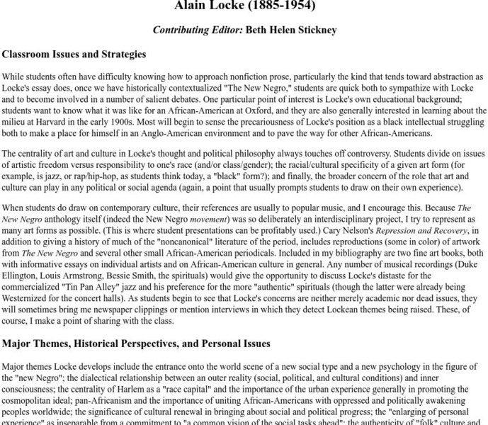 Georgetown University: Alain Locke (1885 1954) Activity Georgetown University: Alain Locke (1885 1954) Activity