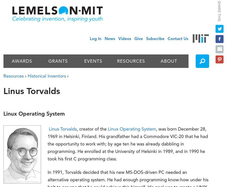 Lemelson Mit: Linus Torvalds Website