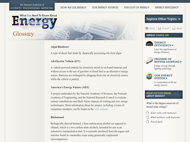 The National Academies: Energy Glossary Handout