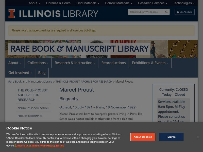 University of Illinois: The Kolb Proust Archive for Research: Marcel Proust Handout University of Illinois: The Kolb Proust Archive for Research: Marcel Proust Handout