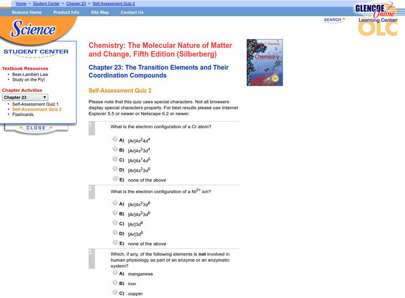 Mc Graw Hill: Transition Elements: Self Assessment Quiz 2 Unknown Type Mc Graw Hill: Transition Elements: Self Assessment Quiz 2 Unknown Type