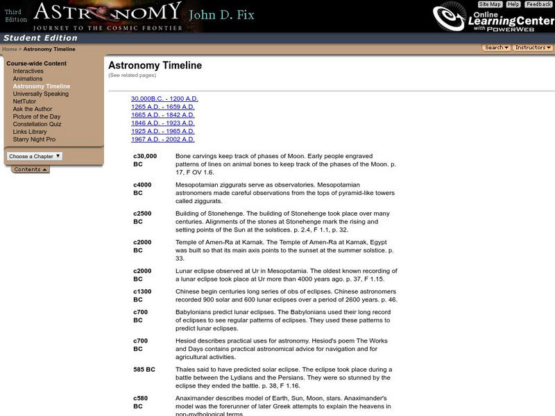 Mc Graw Hill: Astronomy Timeline Handout