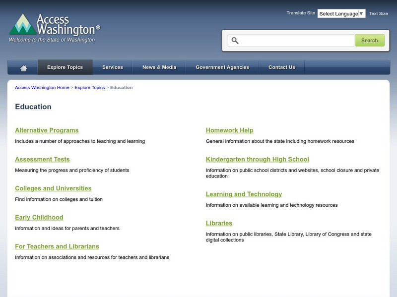 Access Washington: Education and Learning Website Access Washington: Education and Learning Website