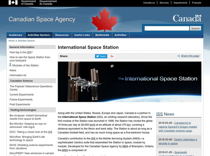 Canadian Space Agency: International Space Station Website Canadian Space Agency: International Space Station Website