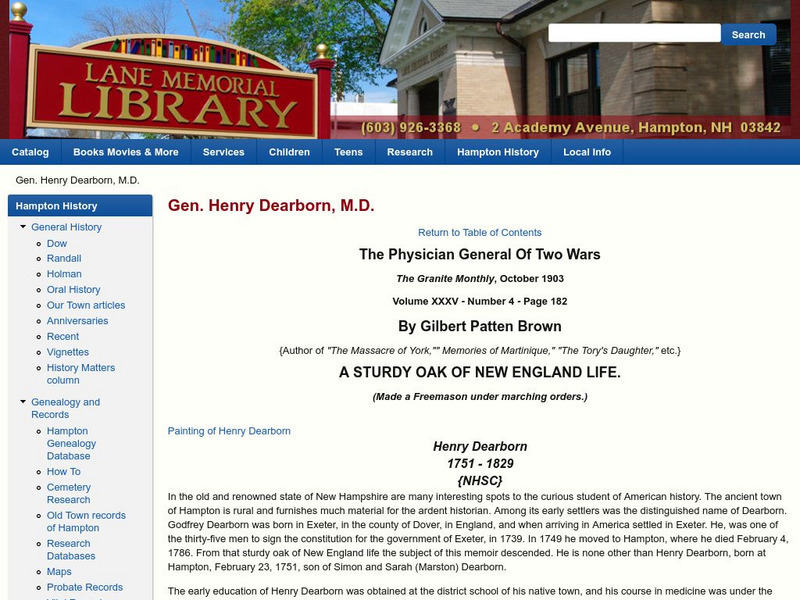 Gen. Henry Dearborn, m.d. Handout Gen. Henry Dearborn, m.d. Handout