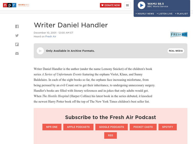 Npr: Interview With Daniel Handler Audio
