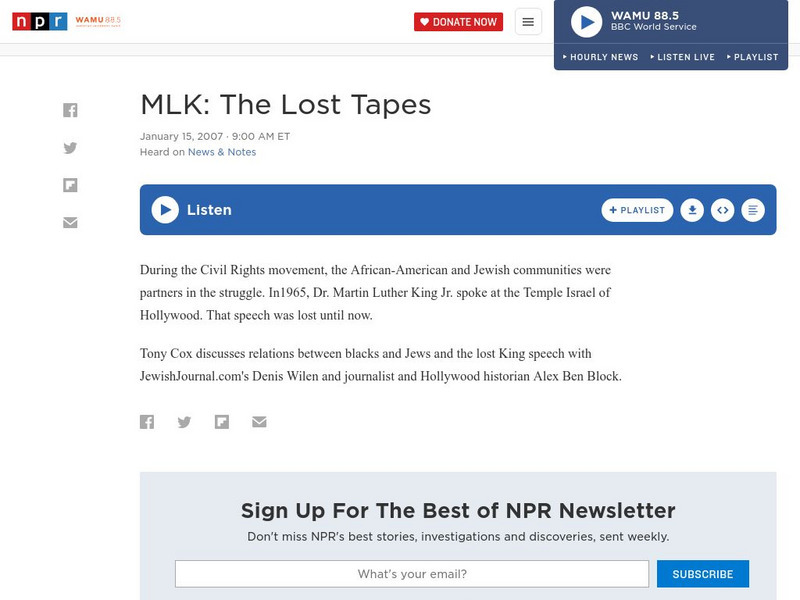 Npr: Mlk: The Lost Tapes Audio Npr: Mlk: The Lost Tapes Audio