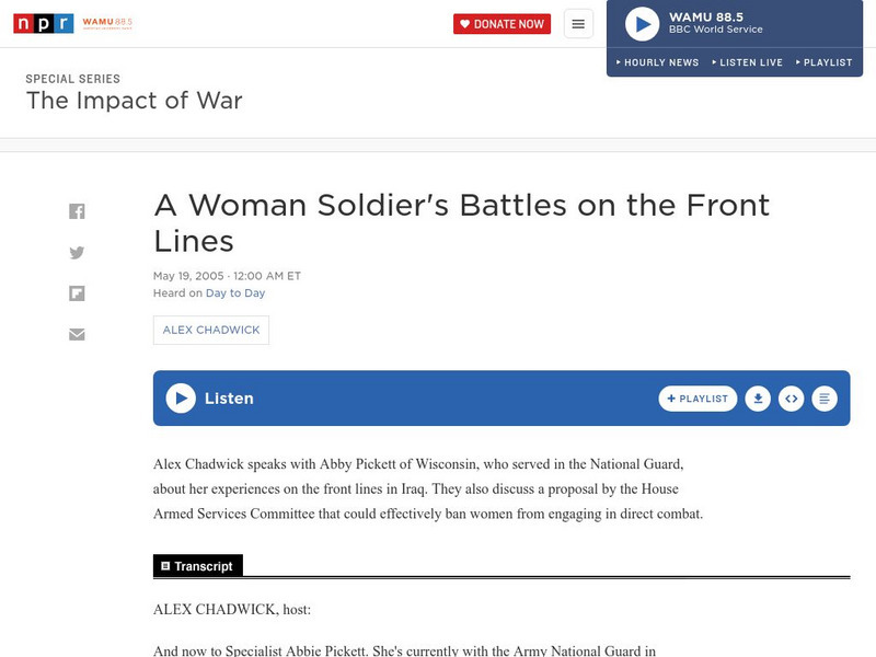 Npr: A Woman Soldier's Battles on the Front Lines Audio Npr: A Woman Soldier's Battles on the Front Lines Audio