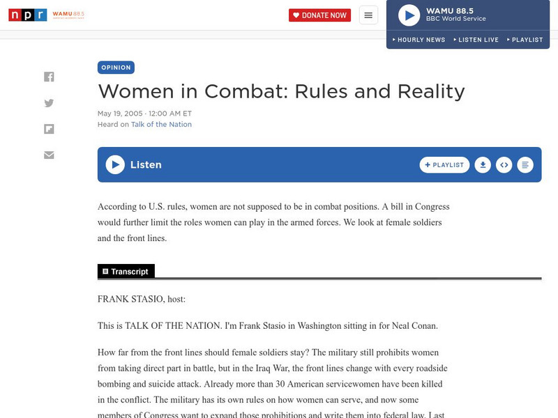 Npr: Women in Combat Rules and Reality Audio Npr: Women in Combat Rules and Reality Audio