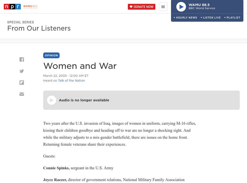 Npr: Women and War Audio Npr: Women and War Audio