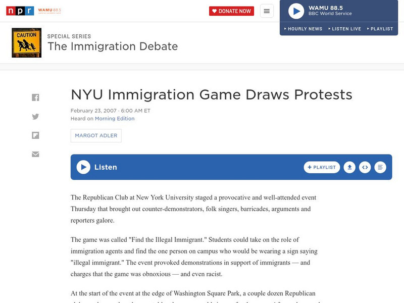 Npr: Nyu Immigration Game Draws Protests Audio Npr: Nyu Immigration Game Draws Protests Audio