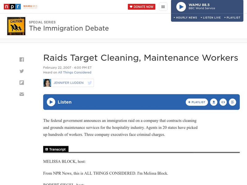 Npr: Raids Target Cleaning, Maintenance Workers Audio Npr: Raids Target Cleaning, Maintenance Workers Audio