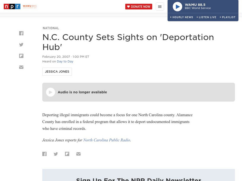 Npr: n.c. County Sets Sights on 'Deportation Hub' Audio Npr: n.c. County Sets Sights on 'Deportation Hub' Audio