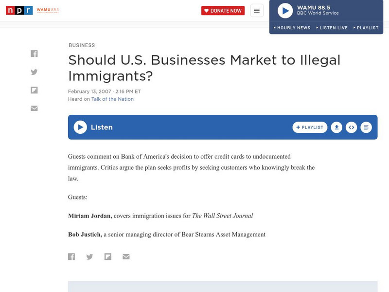 Npr: Should u.s. Businesses Market to Illegal Immigrants? Audio Npr: Should u.s. Businesses Market to Illegal Immigrants? Audio